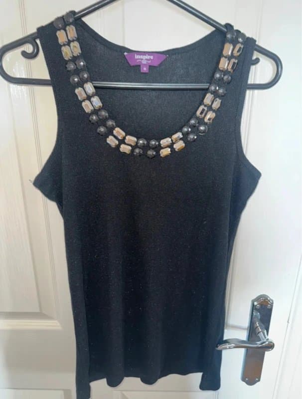 New Look New look black embellished neck vest top size 16