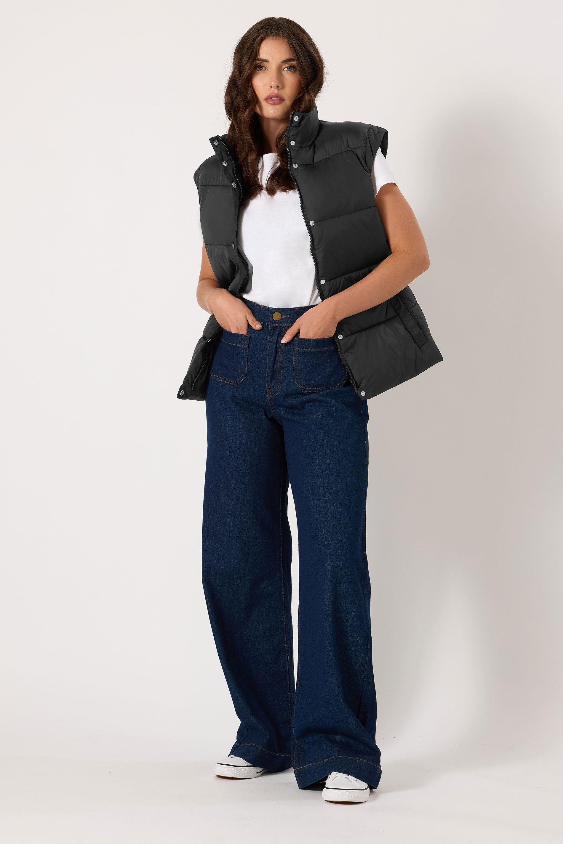 Long Tall Sally Long Tall Sally Women's Tall Padded Gilet in Black - 3