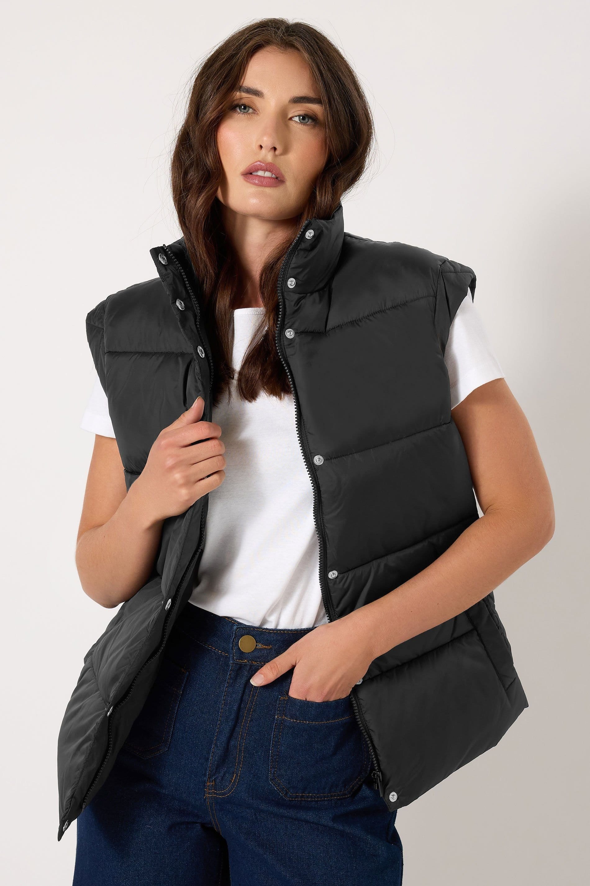 Long Tall Sally Long Tall Sally Women's Tall Padded Gilet in Black - 4