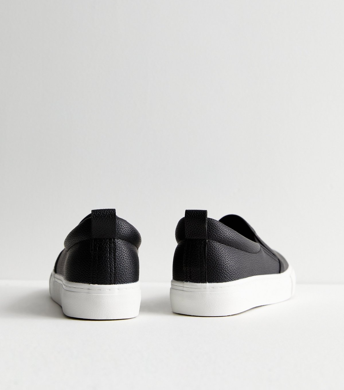 New Look Women's Black Leather-Look Slip On Trainers New Look - 4