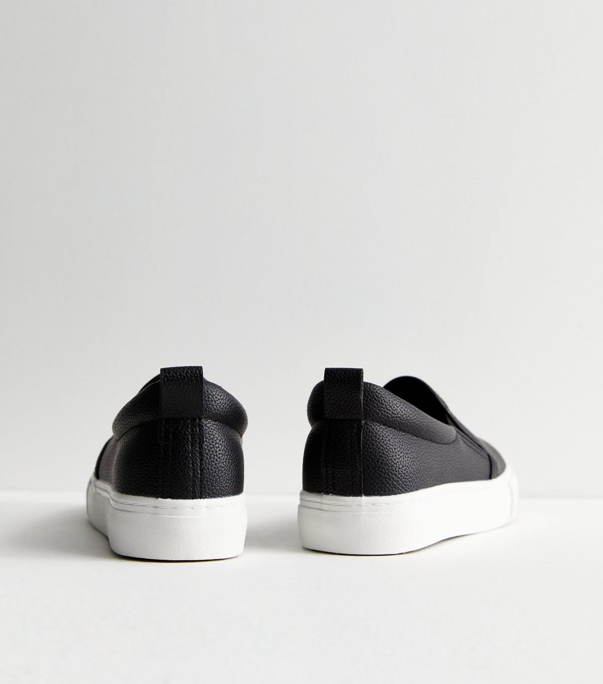 New Look Women's Black Leather-Look Slip On Trainers New Look - 4