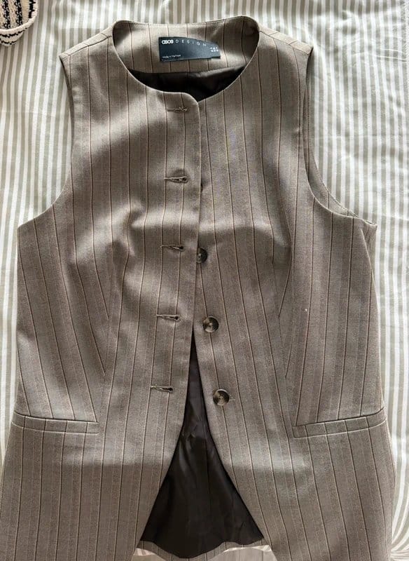 ASOS Grey Wool Blend Waistcoat