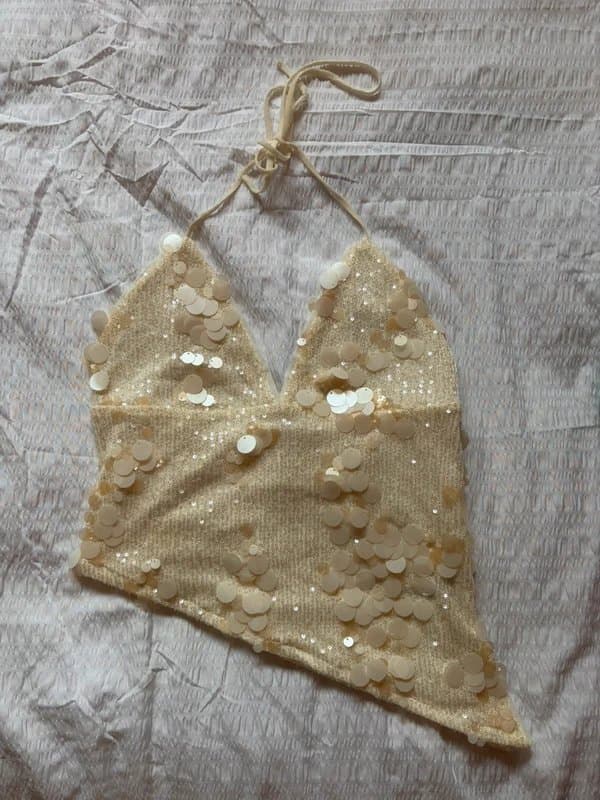 Bershka Bershka Halter Neck Sequin Top