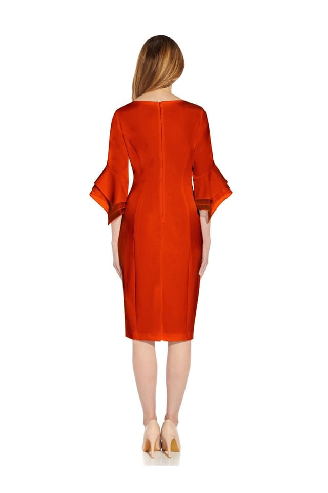 Adrianna Papell Adrianna Papell Women's Knit Crepe Tiered Sleeve Dress in Red - 2