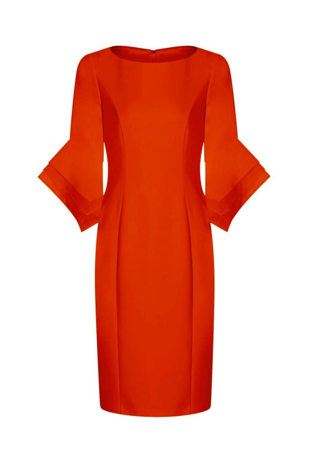 Adrianna Papell Adrianna Papell Women's Knit Crepe Tiered Sleeve Dress in Red - 3