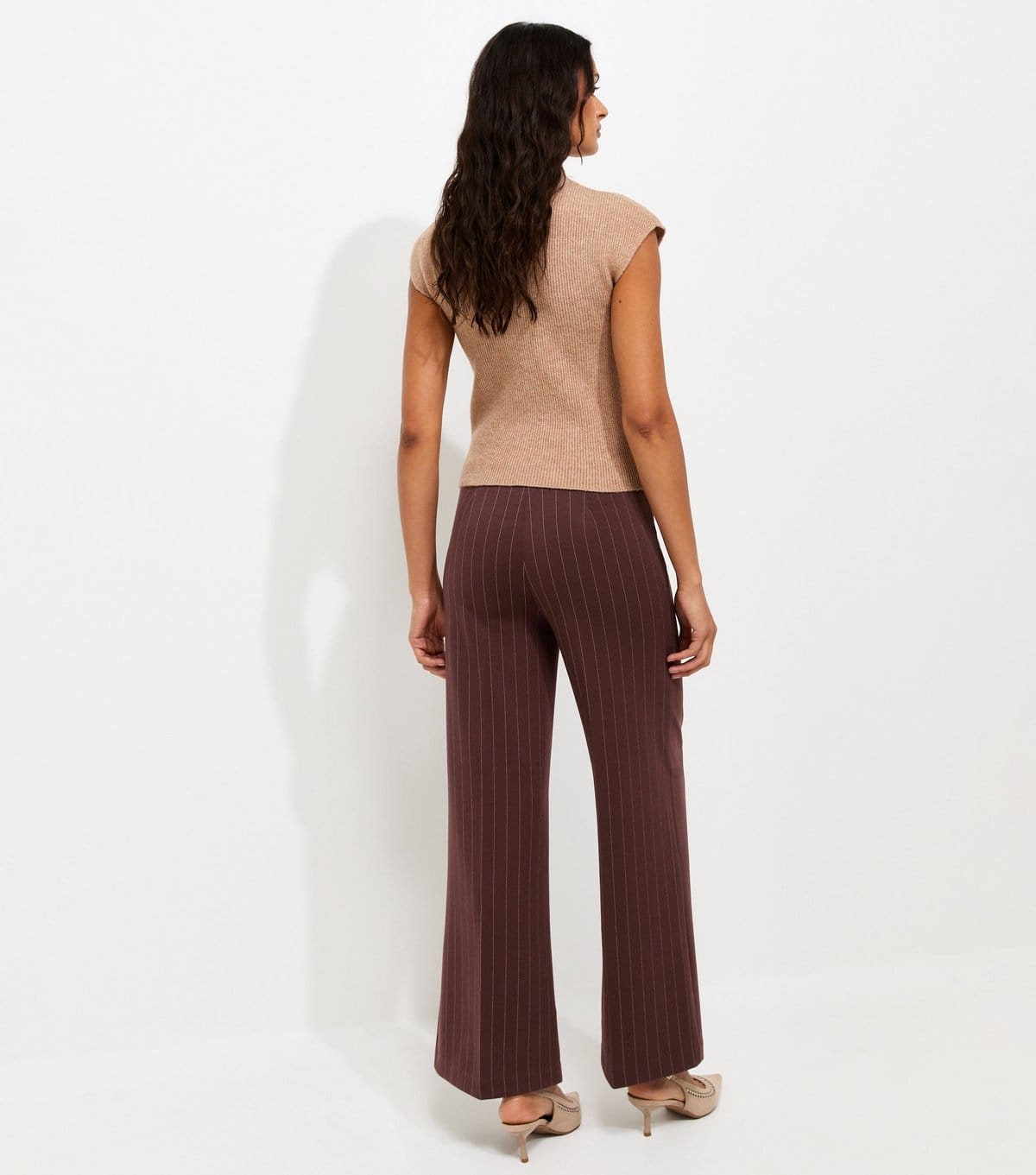 New Look Women's Brown Pinstripe Wide Leg Tailored Trousers New Look - 4