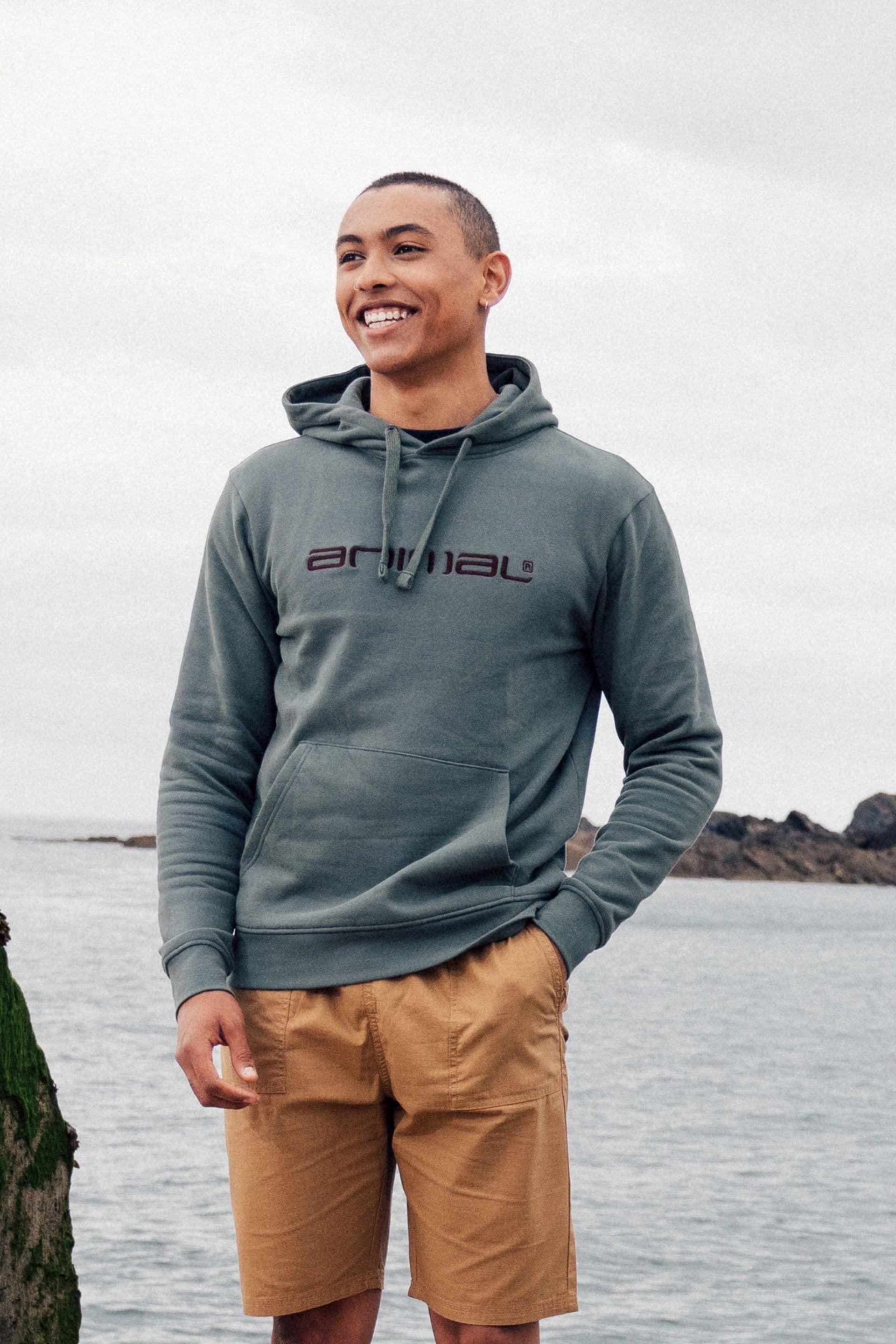 Animal Animal Men's Driver Hoodie Training Hiking Gym Pullover Cotton Jumper in Khaki