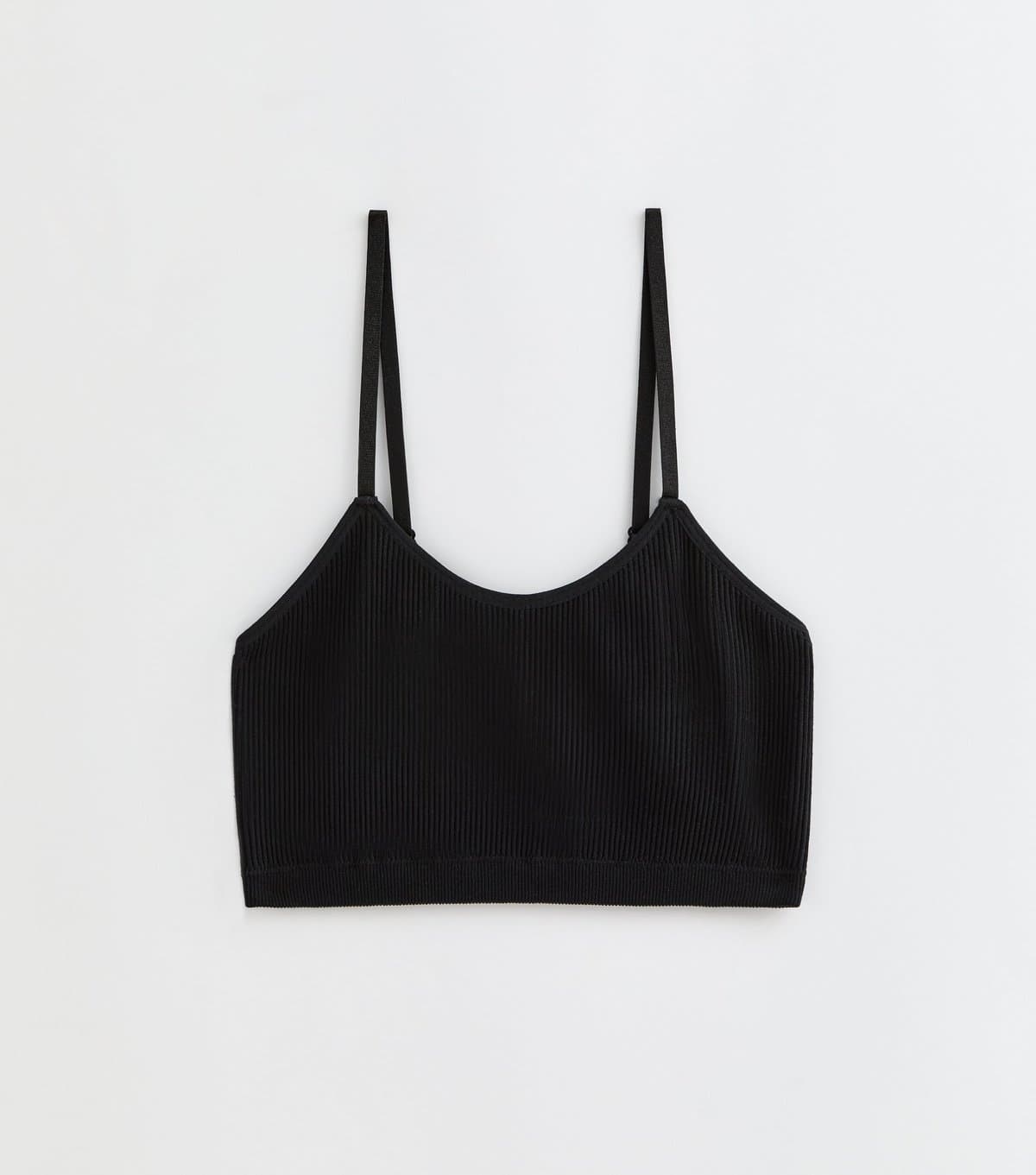 New Look Girls' Black Ribbed Seamless Bralette New Look