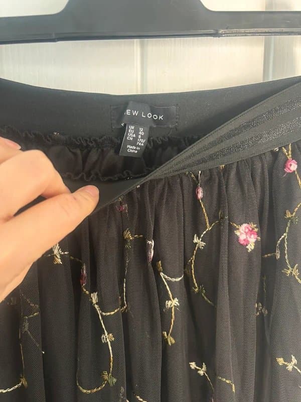 New Look New look black net floral midi skirt size 12