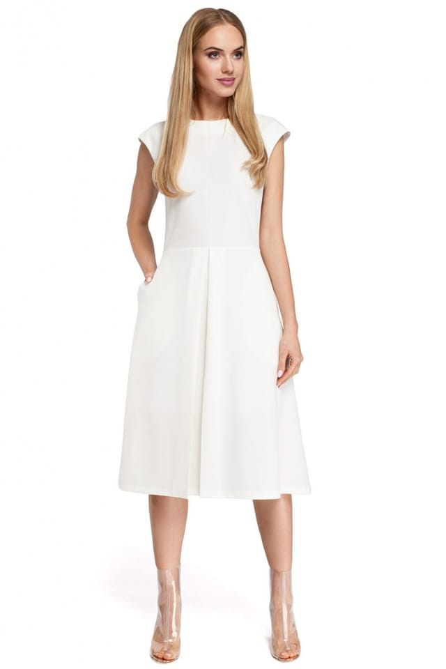 Love Lace Love Lace Women's Classic Midi Dress with Contrasting Pleat in White - 2