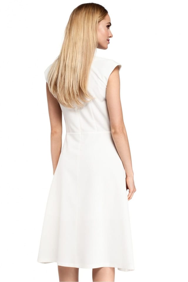 Love Lace Love Lace Women's Classic Midi Dress with Contrasting Pleat in White - 3