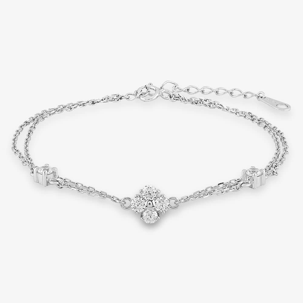 Rosa Lea Rosa Lea Women's Flower Double Chain Bracelet BJ-BR214C in Silver