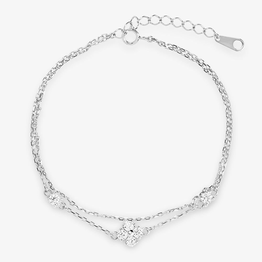 Rosa Lea Rosa Lea Women's Flower Double Chain Bracelet BJ-BR214C in Silver - 2