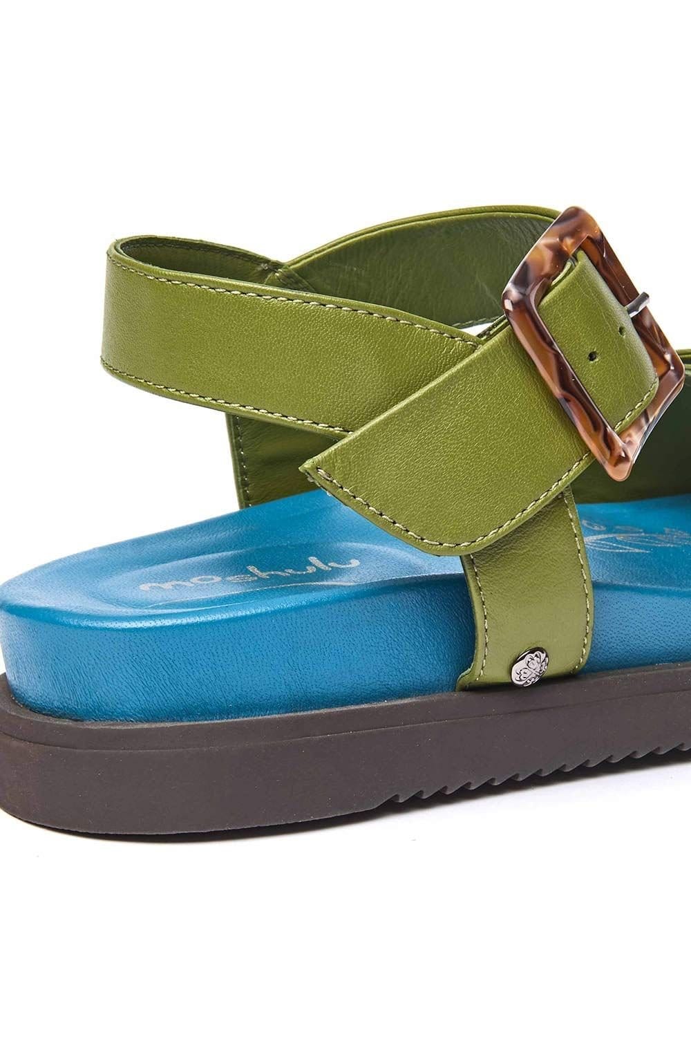 Moshulu Moshulu Women's 'Newark 2' Colourful leather buckle sandals in Green - 4