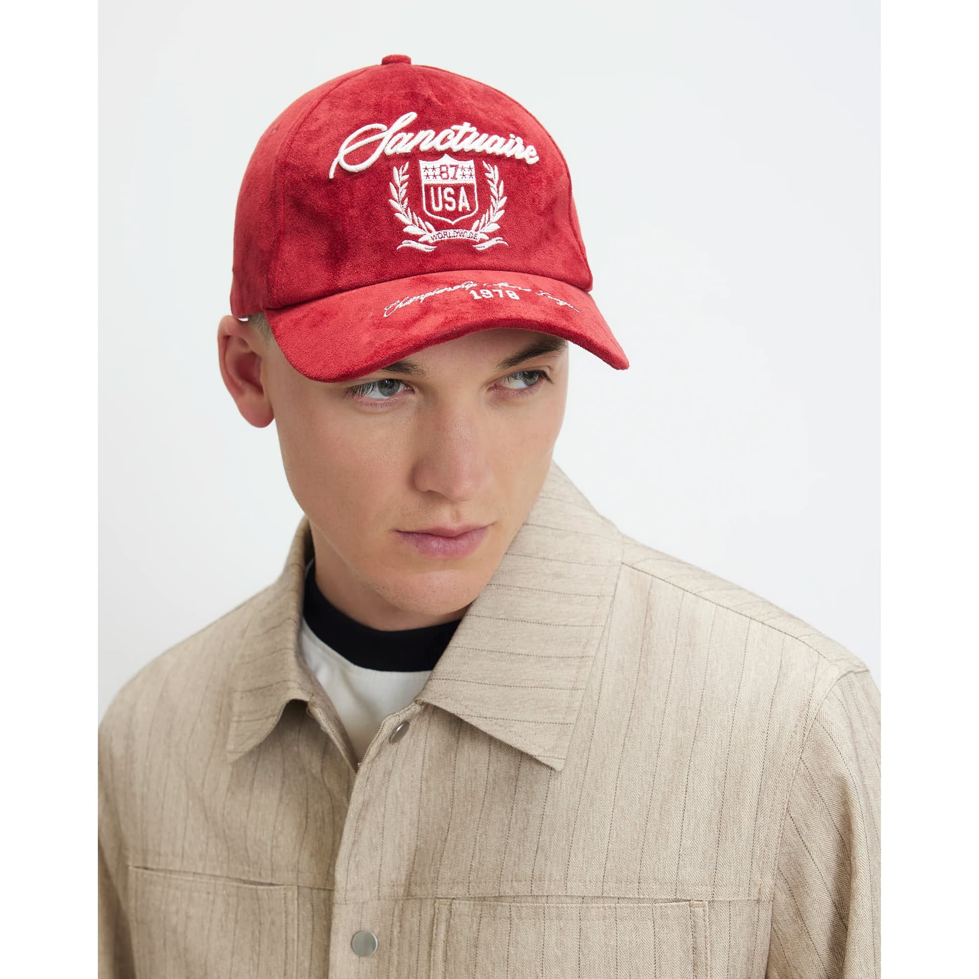 River Island Mens River Island Red Sanctuaire Usa Cap