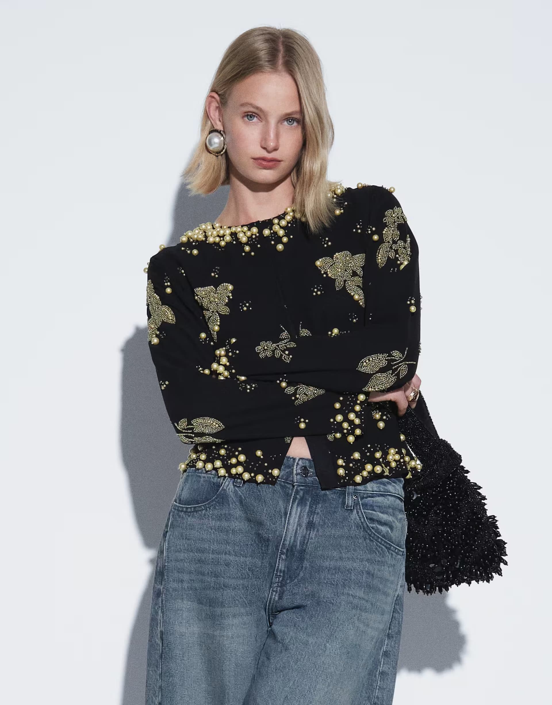 ASOS ASOS DESIGN embellished detail trophy jacket in black and gold