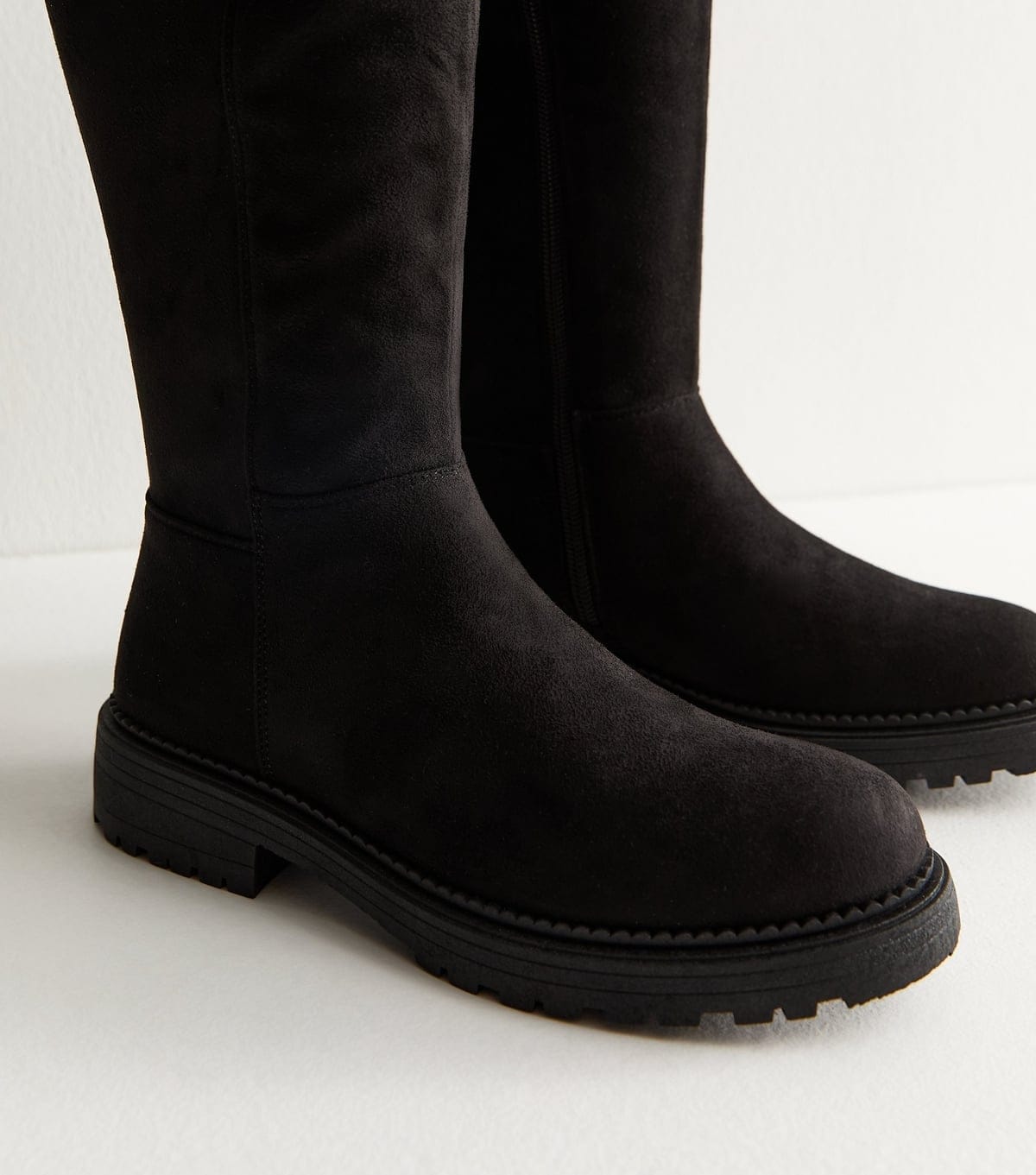 New Look Women's Black Faux Suede Knee High Boot Vegan New Look - 4