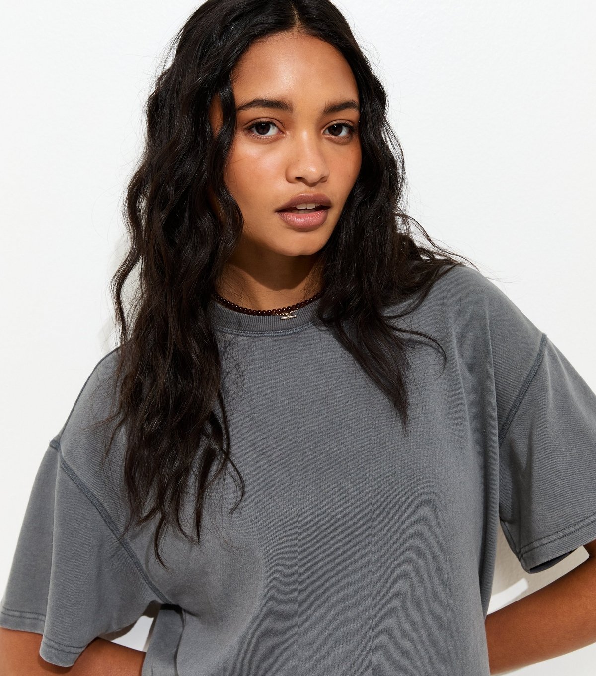 New Look Women's Dark Grey Acid Wash Sweat T-Shirt New Look - 3