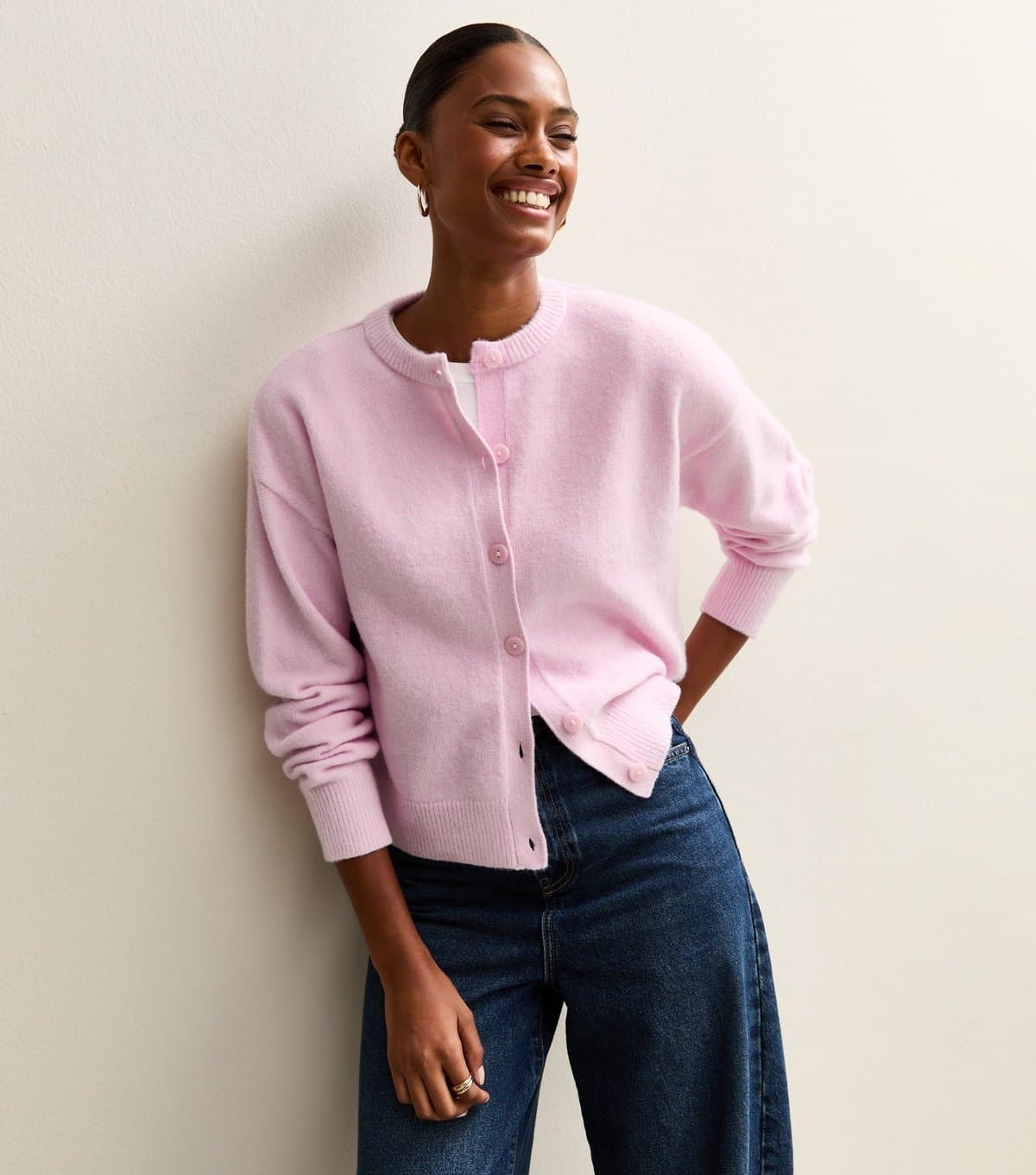 New Look Women's Lilac Crew Neck Knit Cardigan New Look