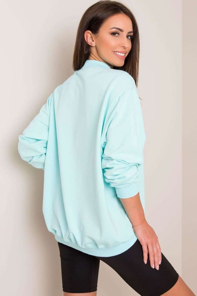 Love Lace Love Lace Women's Breathable Cotton Stand Collar Sweatshirt in Green - 2