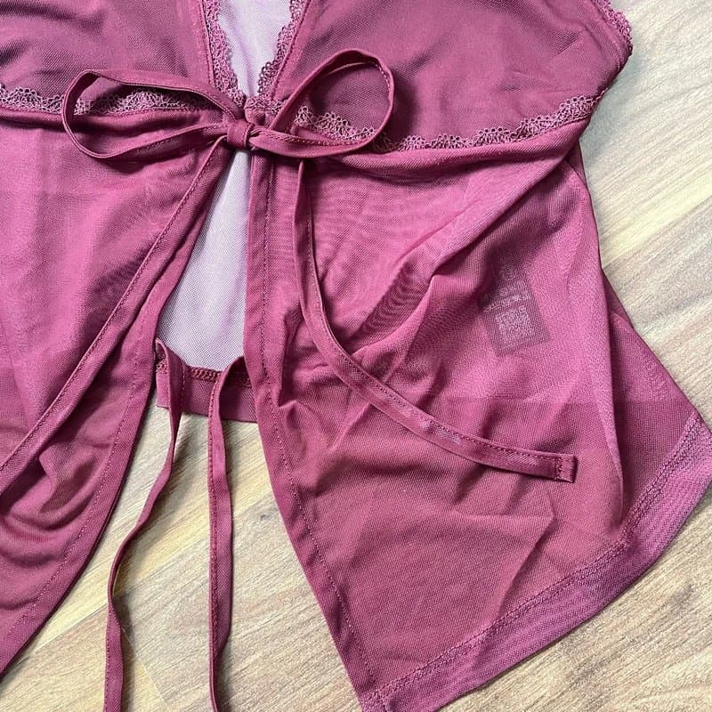 ASOS Design ASOS design burgundy tie top with lacey details!