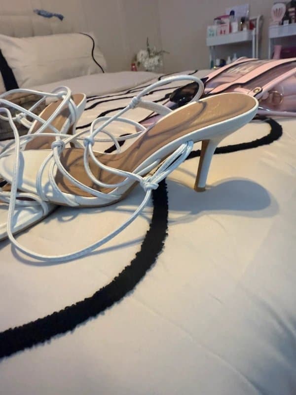 New Look white lace up kitten heals
