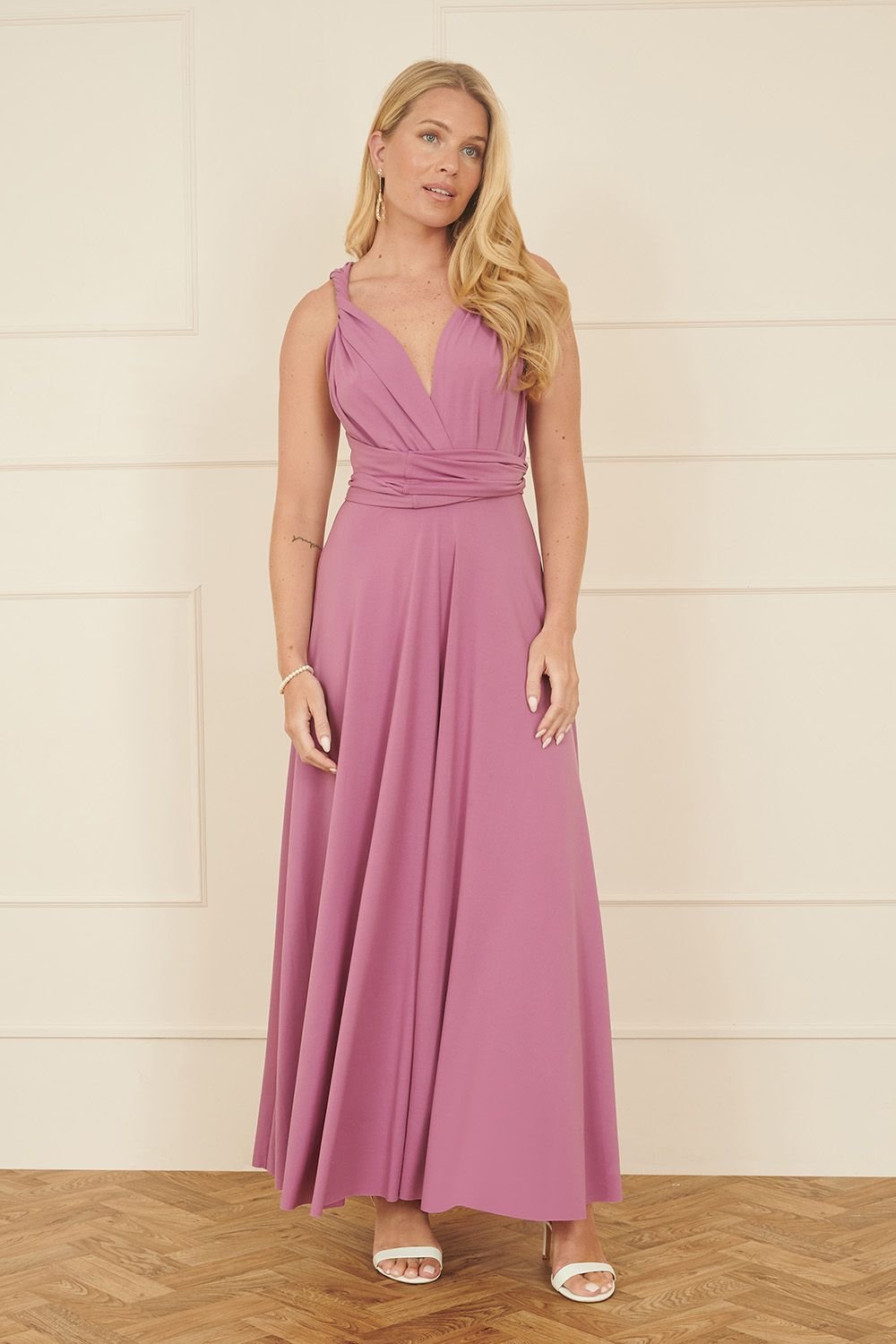 Yumi Yumi Women's Pink Jersey Stretch Multiway Midi Dress - 2