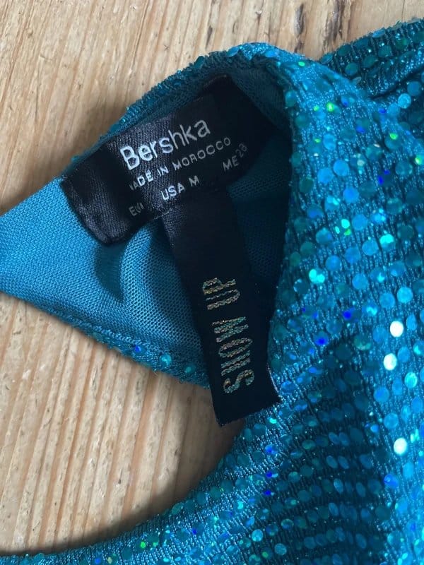 Bershka Turquoise Sequined Bodysuit