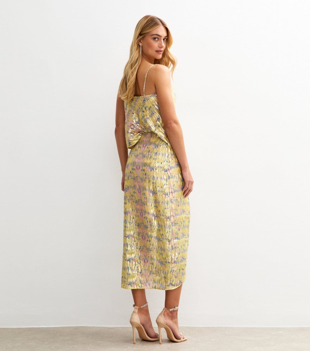 New Look Women's Multicolour Metallic Jacquard Wrap Midi Skirt New Look - 4