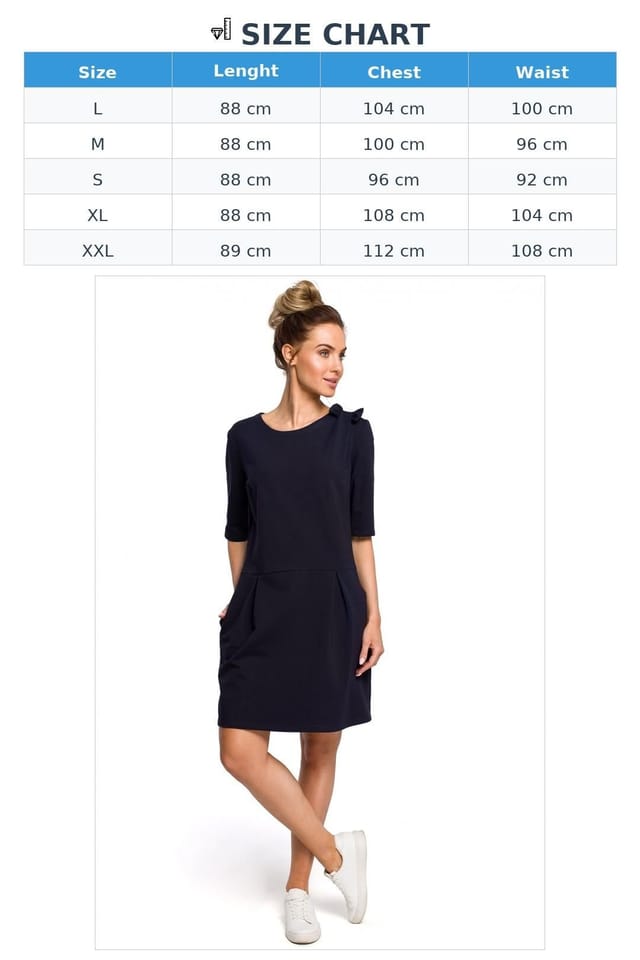 Love Lace Love Lace Women's Knitted Mini Dress with Shoulder Bow Pleats in Navy - 3