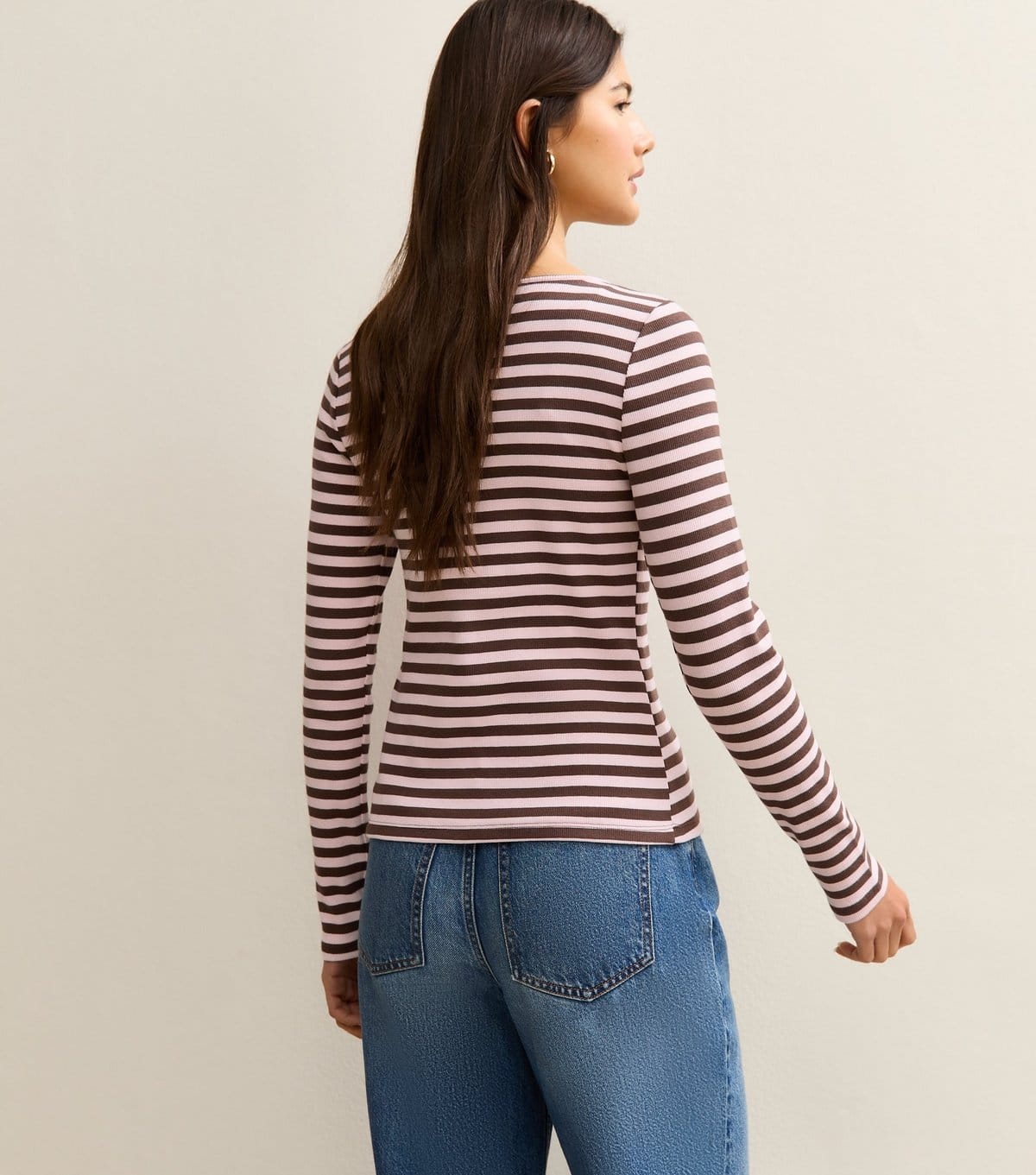 New Look Women's Pink Striped Crew Neck Cardigan New Look - 4