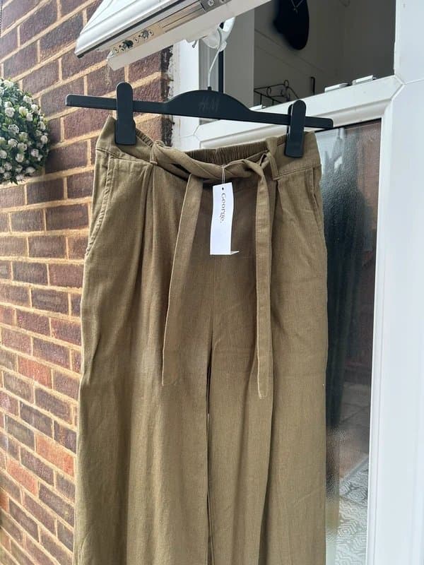 George at ASDA George Asda khaki green linen trousers size 8