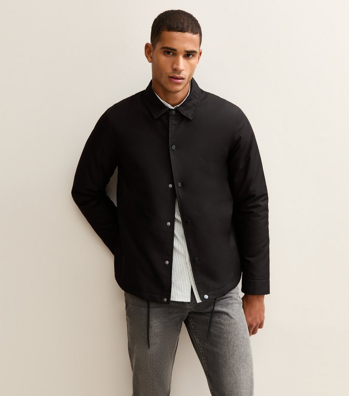 New Look Men's Black Regular Fit Padded Coach Jacket New Look - 3