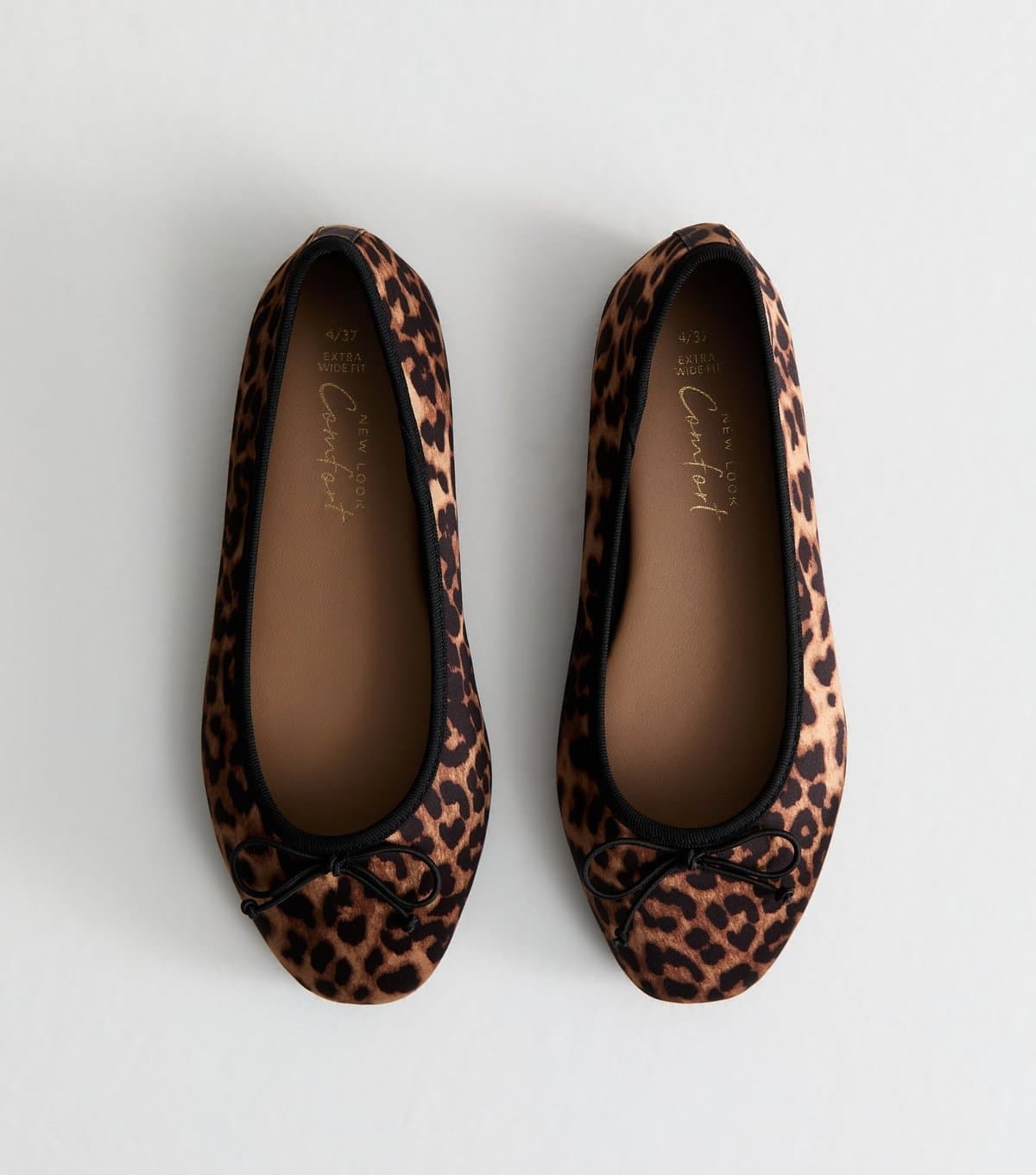 New Look Women's Extra Wide Fit Brown Leopard Print Ballet Flats New Look