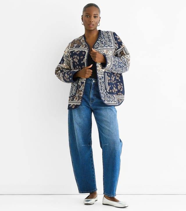 Gini London Women's Tile Blue Pattern Lightweight Jacket Gini London New Look - 3