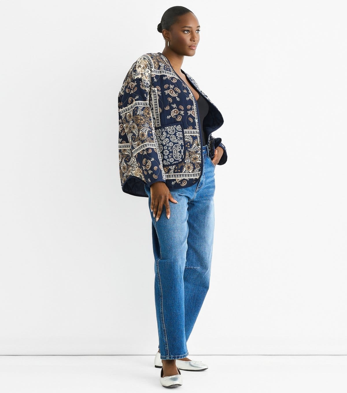 Gini London Women's Tile Blue Pattern Lightweight Jacket Gini London New Look - 4