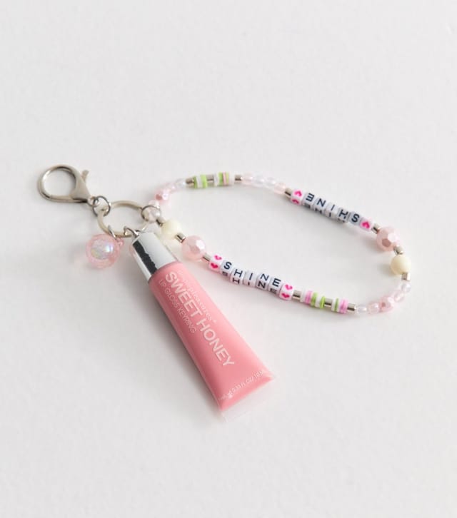 New Look Simple Pleasures Pink Sweet Honey Chain and Lip Gloss Keyring New Look - 2