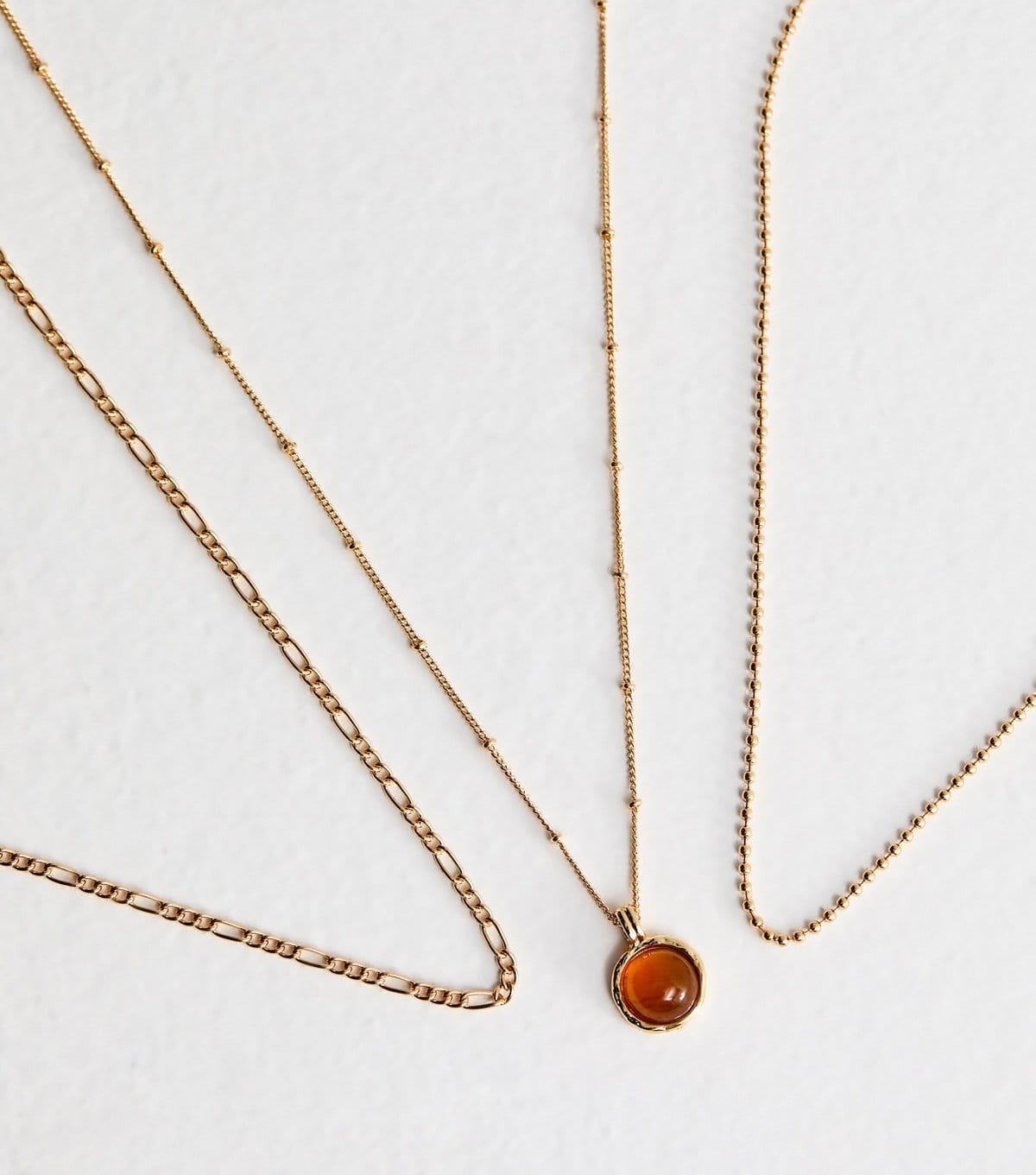 New Look Gold Tone Triple Chain Domed Pendant Necklace New Look - 4