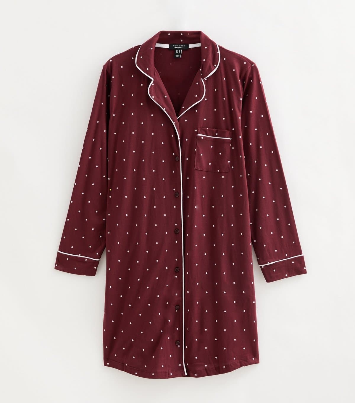 New Look Women's Maternity Red Cotton Rich Spot Print Jersey Nightshirt New Look