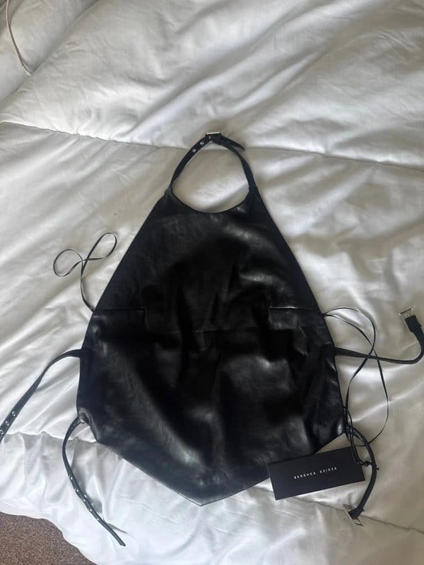 Bershka Black Faux Leather Halter Neck Top