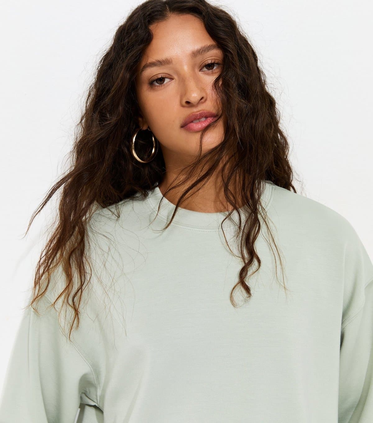 New Look Women's Premium Light Green Oversized Crew Neck Sweatshirt New Look