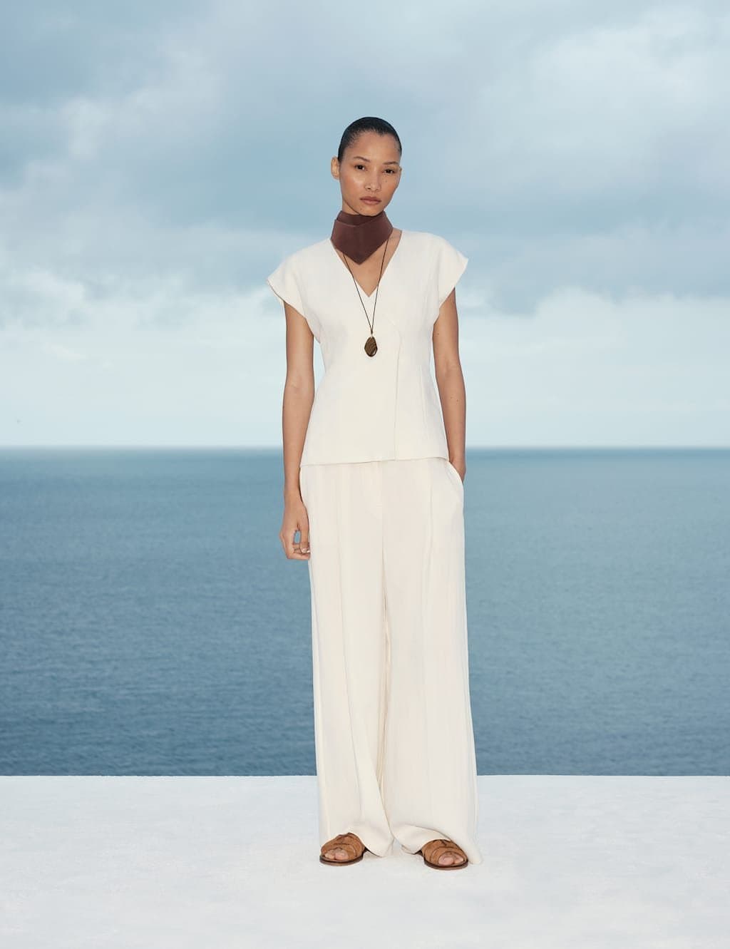 Marks & Spencer M&S Ivory Viscose Wrap Waistcoat