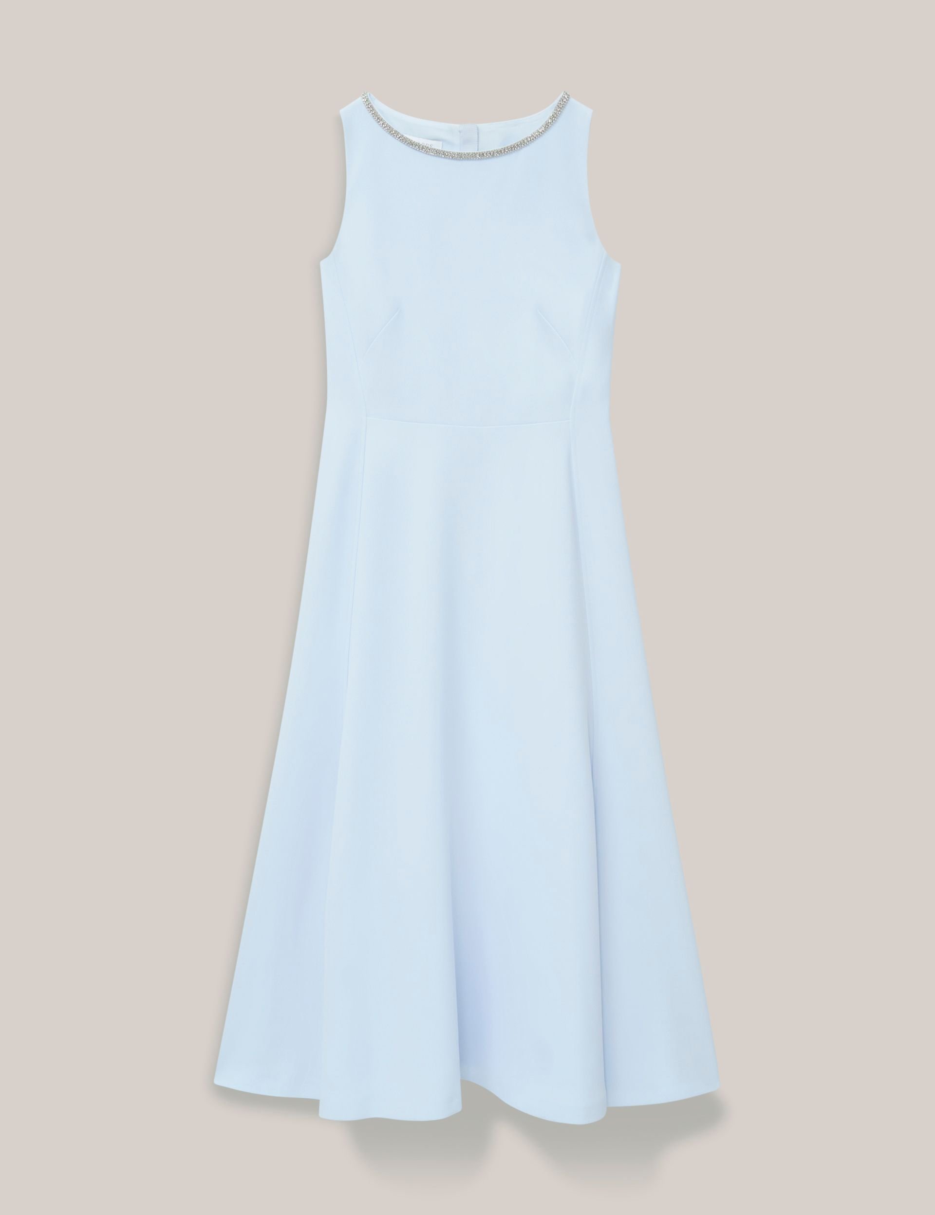 Hobbs London Hobbs London Women's Beatrix Embellished Midi Dress in Pale Blue - 2