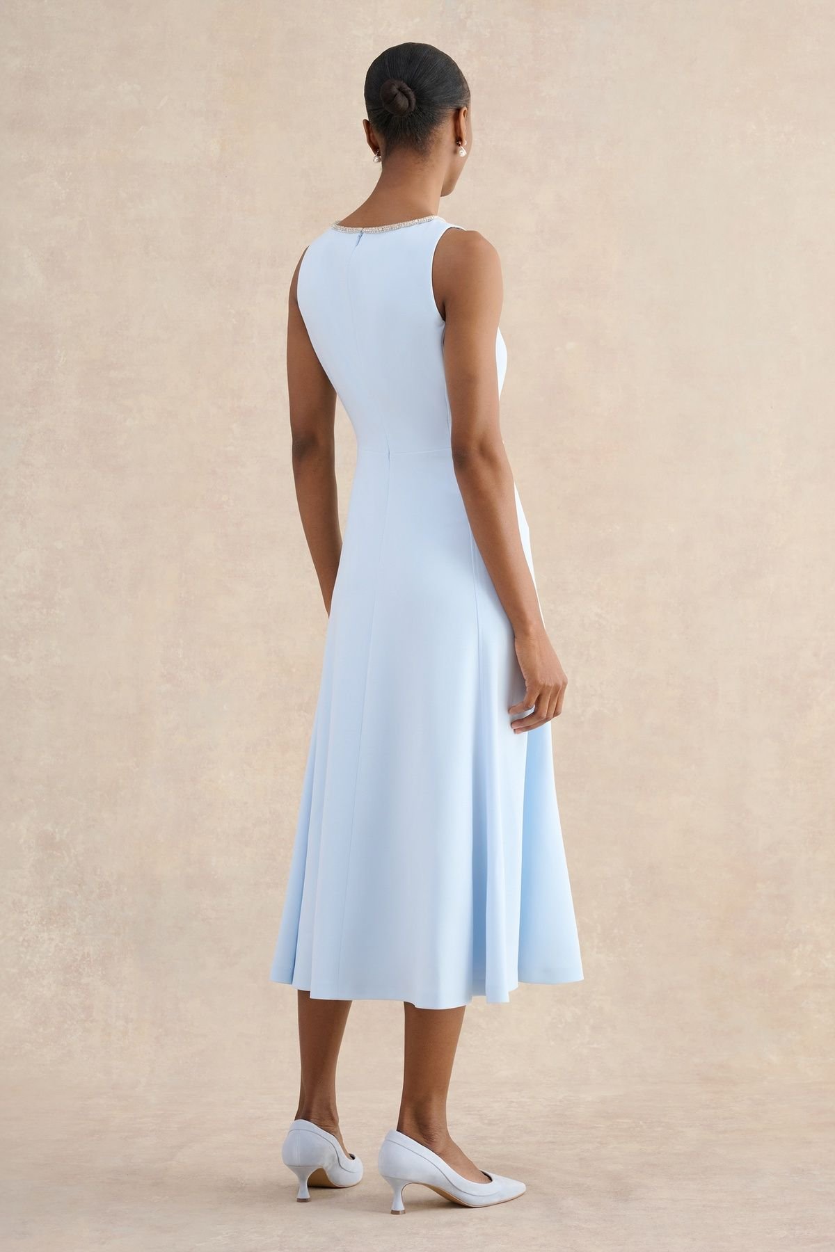 Hobbs London Hobbs London Women's Beatrix Embellished Midi Dress in Pale Blue - 4