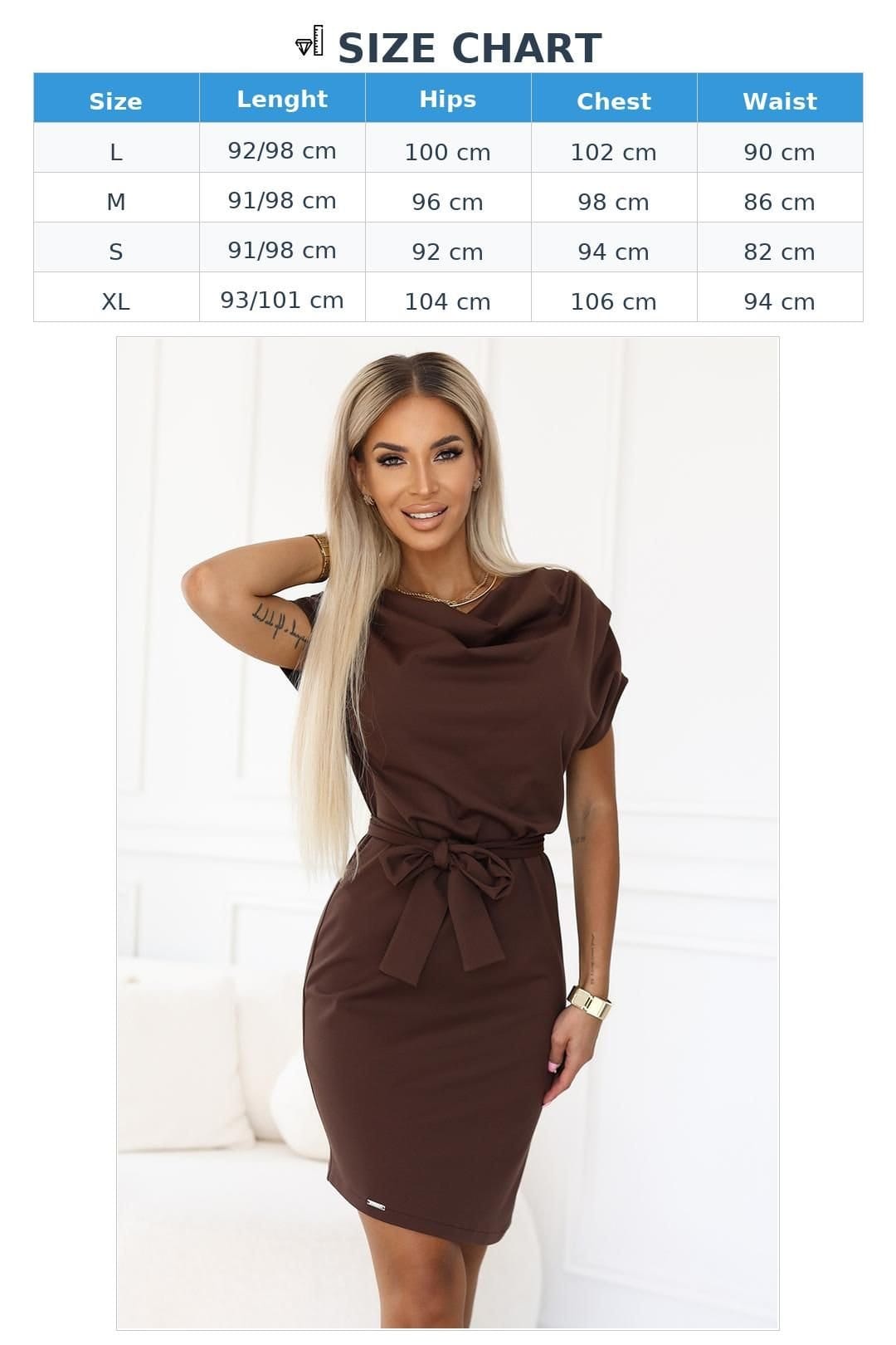 Love Lace Love Lace Women's Elegant Brown Tie Waist Asymmetrical Day Dress - 4