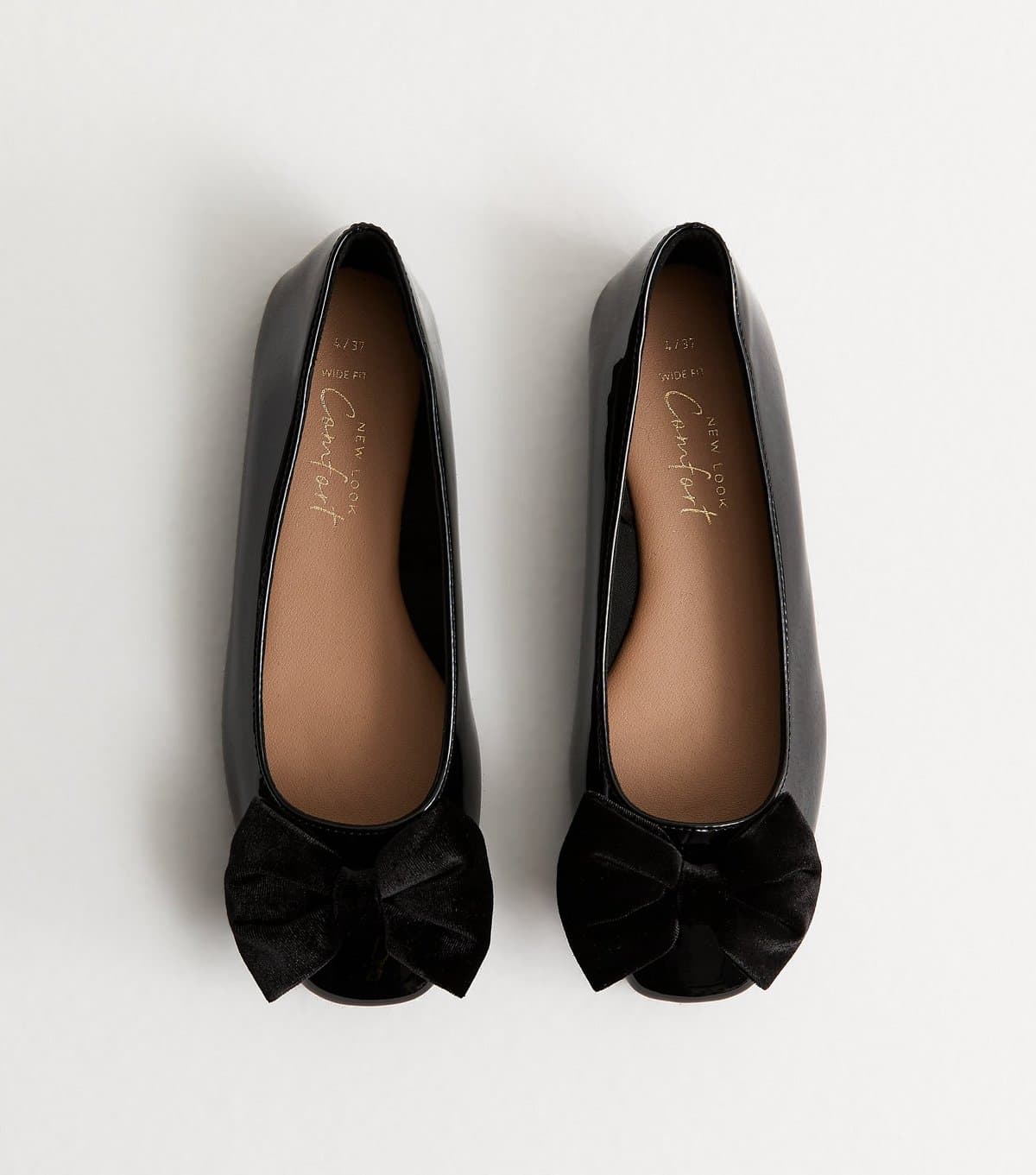 New Look Women's Wide Fit Black Bow Ballerina Flats New Look