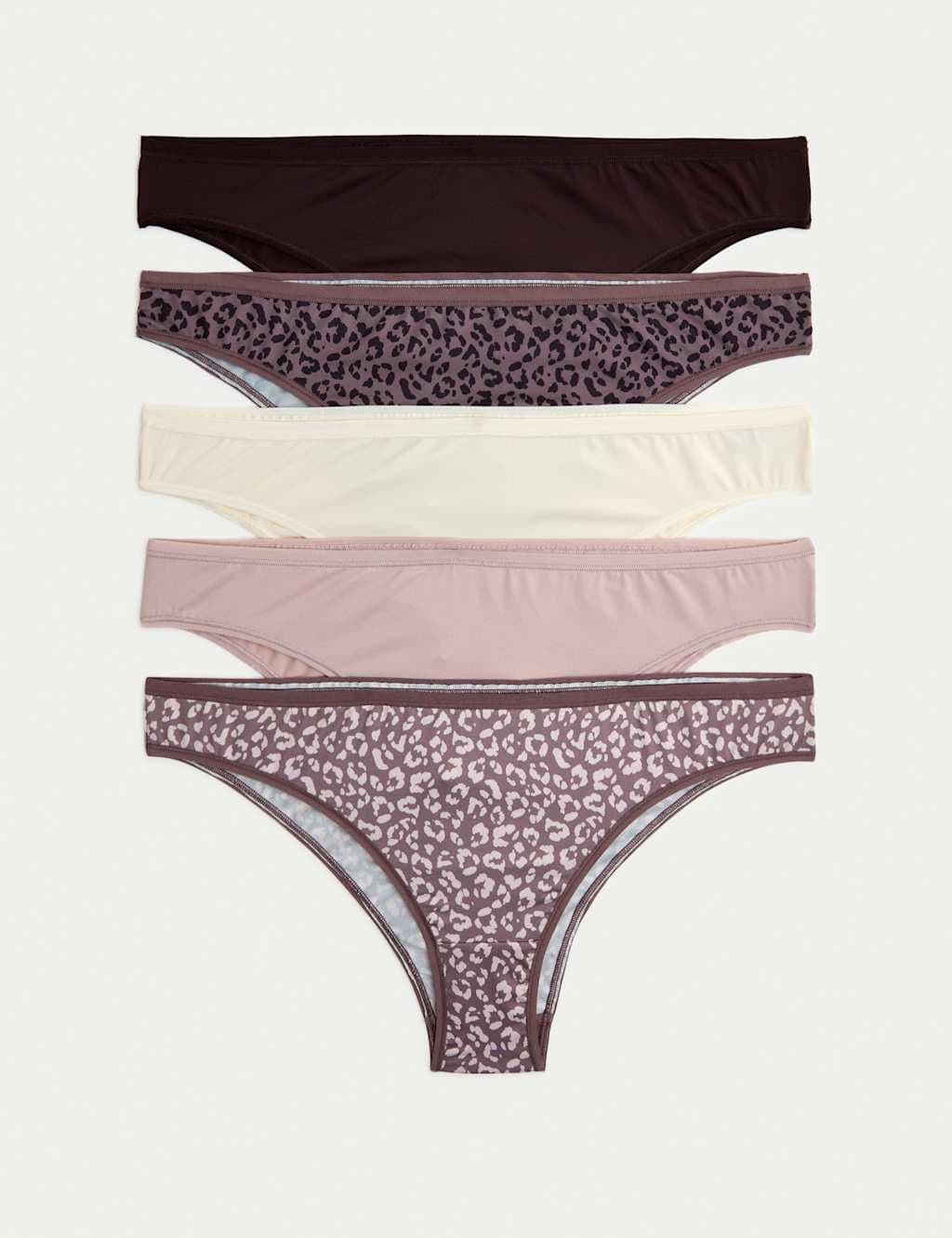 Marks & Spencer M&S 5pk Microfibre Brazilian Knickers Brown Mix