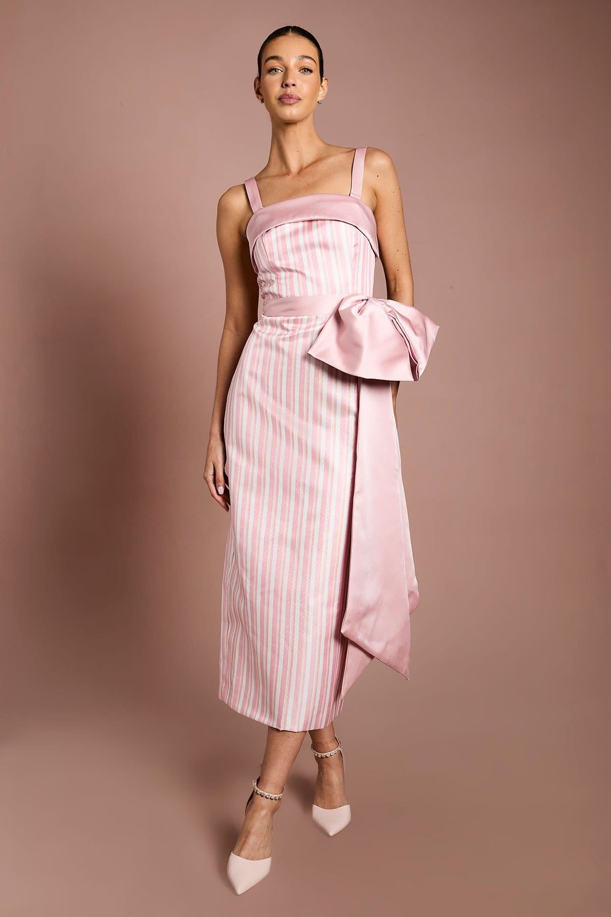 Coast Pink Satin Bow Detail Column Maxi Dress