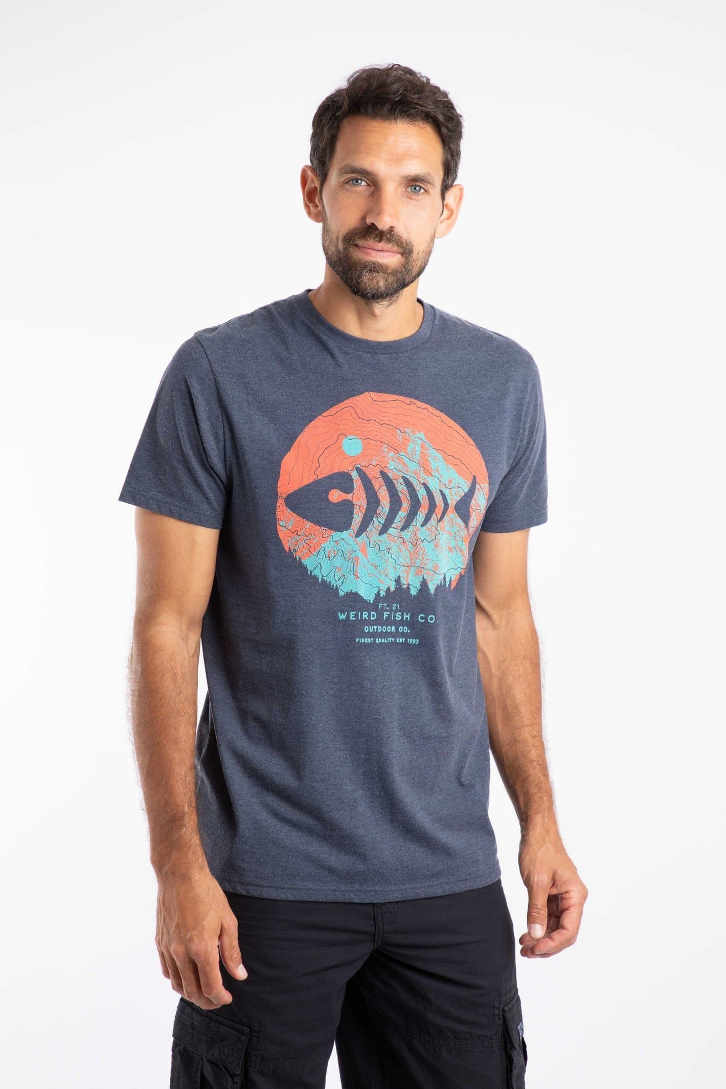 Weird Fish Weird Fish Men's Explorer Front Print Graphic T-Shirt in Navy