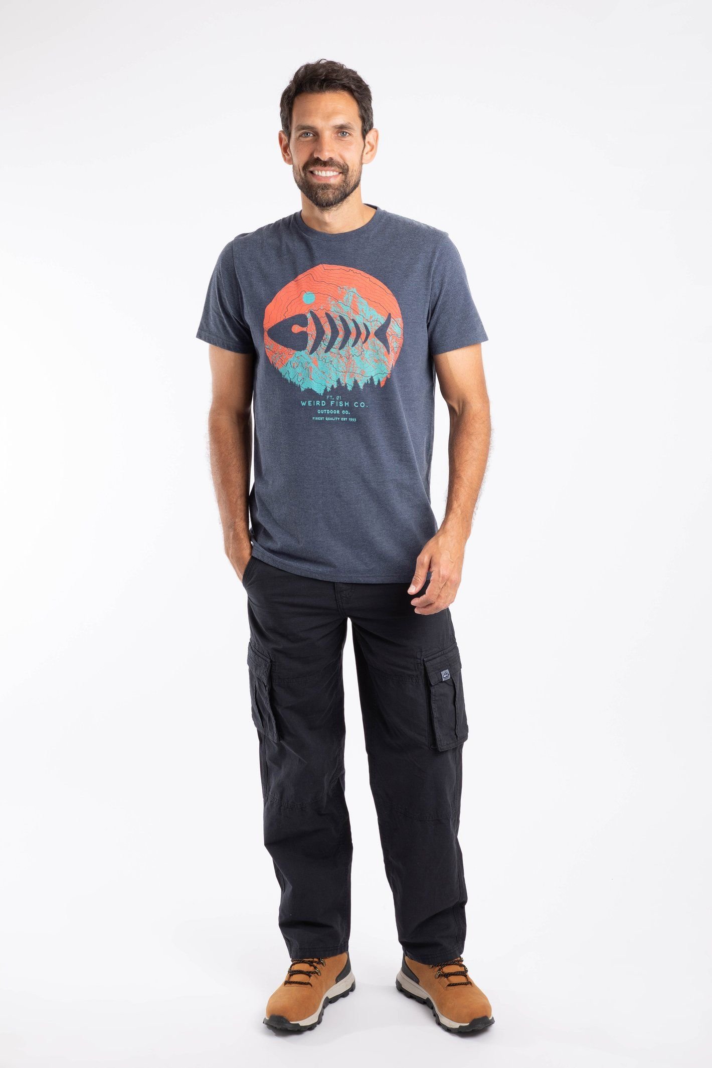 Weird Fish Weird Fish Men's Explorer Front Print Graphic T-Shirt in Navy - 4